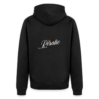 Rosalie Name für Frauen Kinder Kleinkinder - Rosalie - Unisex Premium Bio Zip Hoodie - Schwarz - Hinten - Nico (187cm)