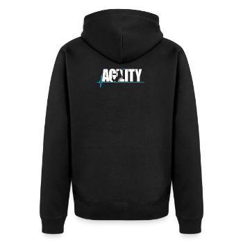 Hund Agility Hunde Training Sport - Unisex Premium Bio Zip Hoodie - Schwarz - Hinten - Nico (187cm)