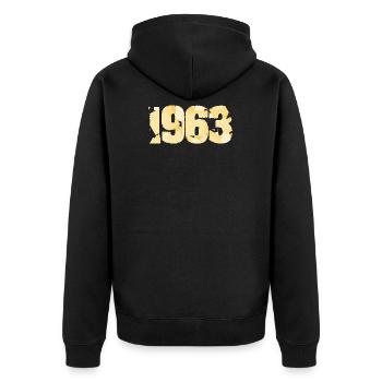 1963 - Unisex Premium Organic Zip Hoodie - black - Back - Nico (187cm)