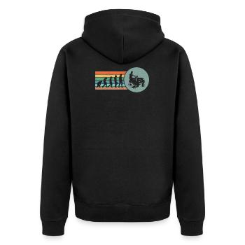 Lawnmower Evolution Mower Vintage Gardener Retro - Unisex Premium Bio Zip Hoodie - Schwarz - Hinten - Nico (187cm)