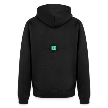 Computer Chip Digital Sensor - Unisex Premium Bio Zip Hoodie - Schwarz - Hinten - Nico (187cm)