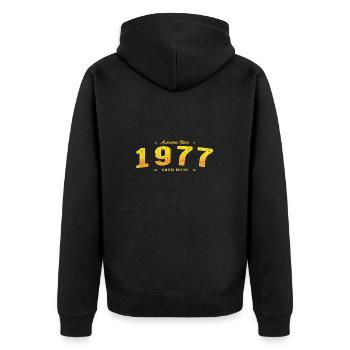 Vintage 1977 Limited Edition - 48th Birthday - Unisex Premium Organic Zip Hoodie - black - Back - Nico (187cm)