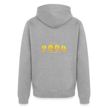 Genial seit 2000 Geburtsjahr - Jahrgang 25. - Unisex Premium Bio Zip Hoodie - Grau meliert - Hinten - Nico (187cm)