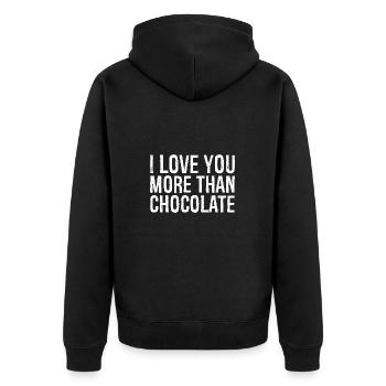 I love you more than chocolate - Unisex Premium Organic Zip Hoodie - black - Back - Nico (187cm)