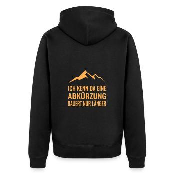 Berg Wandern Lustiger Spruch Geocache - Unisex Premium Bio Zip Hoodie - Schwarz - Hinten - Nico (187cm)