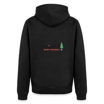 Miauige Weihnachten - süße Katze mit Nikolausmütze - Unisex Premium Bio Zip Hoodie - Schwarz - Hinten - Nico (187cm)