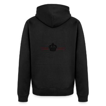 Crown Symbol Line - Unisex Premium Organic Zip Hoodie - black - Back - Nico (187cm)