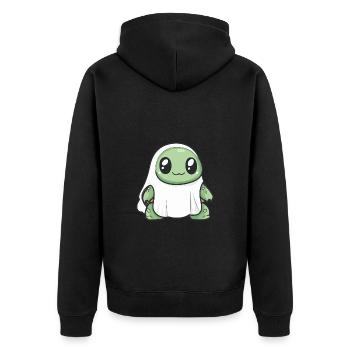 Turtle Halloween Funny Ghost - Unisex Premium Organic Zip Hoodie - black - Back - Nico (187cm)