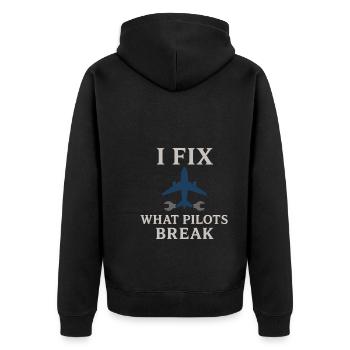 Aviation Mechanic Faa Humor Aircraft Technician - Unisex Premium Bio Zip Hoodie - Schwarz - Hinten - Nico (187cm)