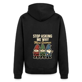 Garten Zwerg Oma: Eigenwilliger Gnomecore, - Unisex Premium Bio Zip Hoodie - Schwarz - Hinten - Nico (187cm)