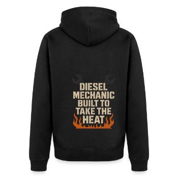 Diesel mechanics Proud mechanics - Unisex Premium Organic Zip Hoodie - black - Back - Nico (187cm)