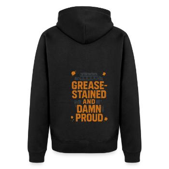 Diesel mechanics Proud mechanics - Unisex Premium Organic Zip Hoodie - black - Back - Nico (187cm)