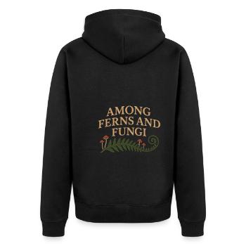 Pilzliebhaber Cottagecore Ästhetische Natur Hexe - Unisex Premium Bio Zip Hoodie - Schwarz - Hinten - Nico (187cm)