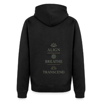 Boho Yoga Spirituelles Geschenk Für Yogis Achtsame - Unisex Premium Bio Zip Hoodie - Schwarz - Hinten - Nico (187cm)