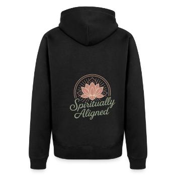 Boho Yoga Spirituelles Geschenk Für Yogis Achtsame - Unisex Premium Bio Zip Hoodie - Schwarz - Hinten - Nico (187cm)