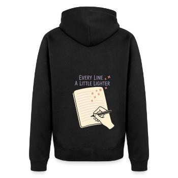 Dankbarkeitspraxis Journalliebhaber Emotional - Unisex Premium Bio Zip Hoodie - Schwarz - Hinten - Nico (187cm)