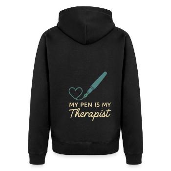 Gratitude Practice Journal Lover Emotional - Unisex Premium Organic Zip Hoodie - black - Back - Nico (187cm)