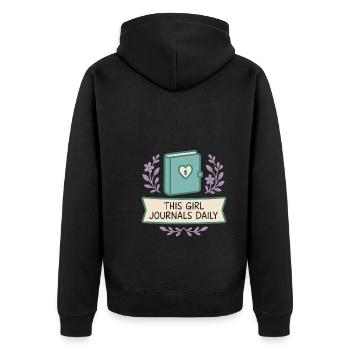 Dankbarkeitspraxis Journalliebhaber Emotional - Unisex Premium Bio Zip Hoodie - Schwarz - Hinten - Nico (187cm)