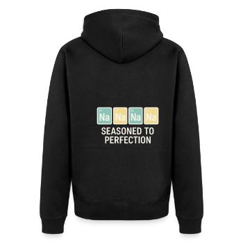Salzliebhaber Natriumabhängiger Nacl Meme - Unisex Premium Bio Zip Hoodie - Schwarz - Hinten - Nico (187cm)