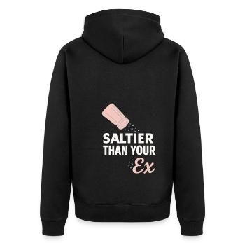 Salzliebhaber Natriumabhängiger Nacl Meme - Unisex Premium Bio Zip Hoodie - Schwarz - Hinten - Nico (187cm)