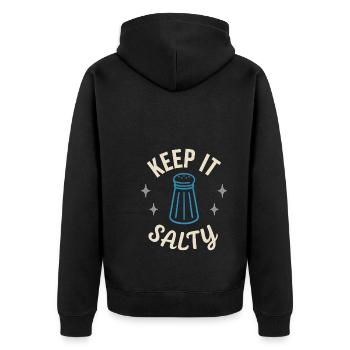 Salzliebhaber Natriumabhängiger Nacl Meme - Unisex Premium Bio Zip Hoodie - Schwarz - Hinten - Nico (187cm)