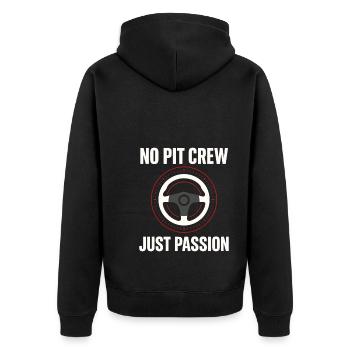 Sim Racing Simulator Cockpit Esports Racer - Unisex Premium Organic Zip Hoodie - black - Back - Nico (187cm)