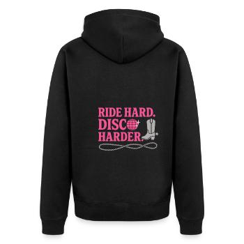 Disco Western Hen Party - Unisex Premium Organic Zip Hoodie - black - Back - Nico (187cm)