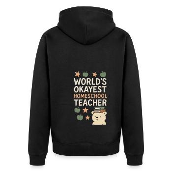 Homeschool Mom Mama Bear Homeschooling Geschenk - Unisex Premium Bio Zip Hoodie - Schwarz - Hinten - Nico (187cm)
