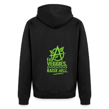 Vegan Punk Rebell Vegan Vegan Anarchist Vegan - Unisex Premium Bio Zip Hoodie - Schwarz - Hinten - Nico (187cm)