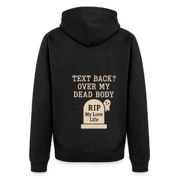 Ghostly breakup-humor-dating-mistake-single - Unisex Premium Organic Zip Hoodie - black - Back - Nico (187cm)