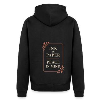 Dankbarkeitspraxis Journalliebhaber Emotional - Unisex Premium Bio Zip Hoodie - Schwarz - Hinten - Nico (187cm)