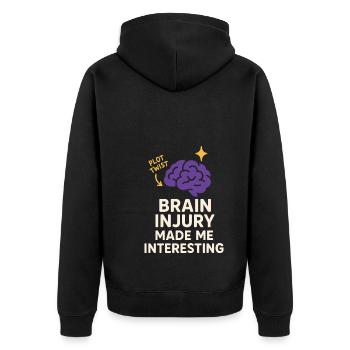 Hirnverletzungsüberlebender Neuro-resiliente - Unisex Premium Bio Zip Hoodie - Schwarz - Hinten - Nico (187cm)