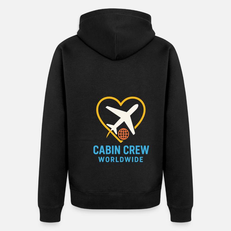 Flugbegleiter Kabinencrew Leben Luftfahrt - Unisex Premium Bio Zip Hoodie - Schwarz
