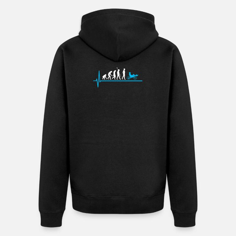 Evolution Liegerad Radfahrer - Unisex Premium Bio Zip Hoodie - Schwarz