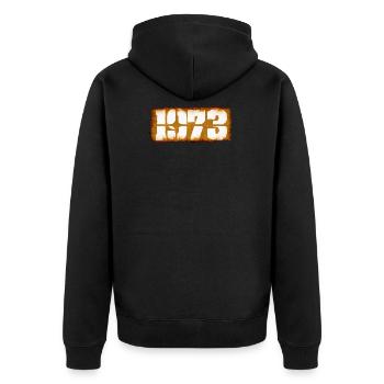 1973 - Unisex Premium Bio Zip Hoodie - Schwarz - Hinten - Nico (187cm)