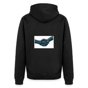 hand in hand - Unisex Premium Bio Zip Hoodie - Schwarz - Hinten - Nico (187cm)