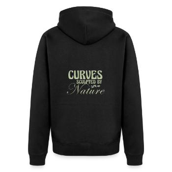 Kurviges Kükenkörper-Selbstvertrauen Natürliche Kurven - Unisex Premium Bio Zip Hoodie - Schwarz - Hinten - Nico (187cm)