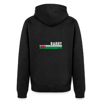 Barry Coastal Charm Wales Heritage City - Unisex Premium Organic Zip Hoodie - black - Back - Nico (187cm)