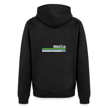 Vintage Brasília Brasil - Show Your Roots, - Unisex Premium Organic Zip Hoodie - black - Back - Nico (187cm)