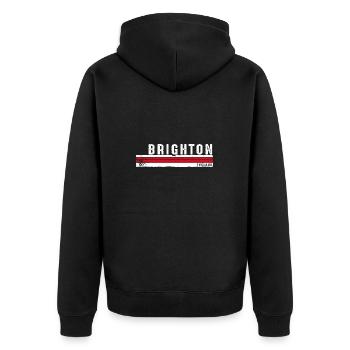 Brighton England Vintage Retro Design for Seaside - Unisex Premium Organic Zip Hoodie - black - Back - Nico (187cm)