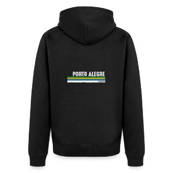 Porto Alegre Brasilien Kulturerbe - Umarmen Sie Ihre - Unisex Premium Bio Zip Hoodie - Schwarz - Hinten - Nico (187cm)