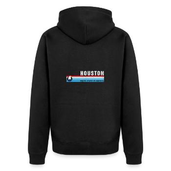 Houston Texas Est 1837 Vintage Classic Retro Style - Unisex Premium Organic Zip Hoodie - black - Back - Nico (187cm)