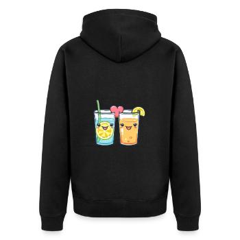 Lemonade Couple Love Drink Heart Valentine's Day - Unisex Premium Organic Zip Hoodie - black - Back - Nico (187cm)