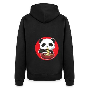 Panda isst Ramen Ramen -Enthusiast - Unisex Premium Bio Zip Hoodie - Schwarz - Hinten - Nico (187cm)