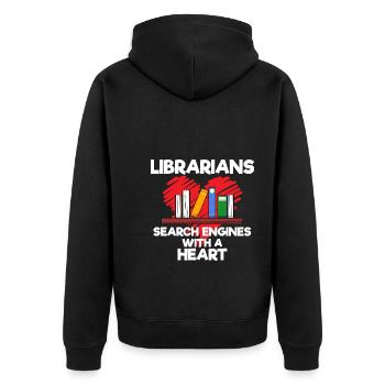 Librarians Search Engines With Heart Bibliothekar - Unisex Premium Bio Zip Hoodie - Schwarz - Hinten - Nico (187cm)