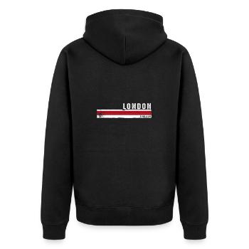 Londres, Angleterre, Héritage vintage, Design, Souvenir - Veste à capuche bio Premium Unisexe - noir - Dos - Nico (187cm)