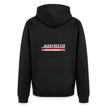 Manchester - Angleterre Patrimoine culturel - Veste à capuche bio Premium Unisexe - noir - Dos - Nico (187cm)
