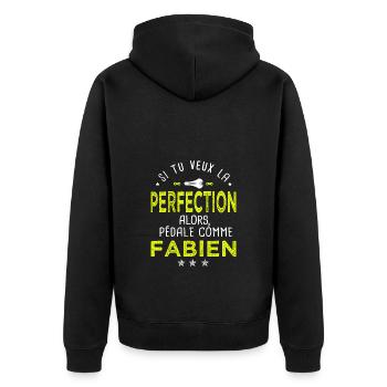 Fabien tu veux la perfection vélo humour cycliste - Veste à capuche bio Premium Unisexe - noir - Dos - Nico (187cm)