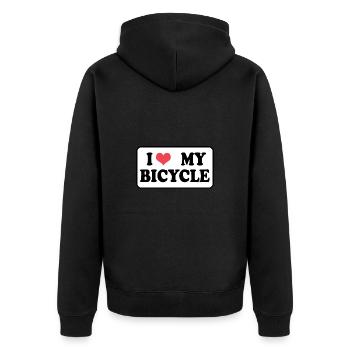Ich liebe mein Fahrrad - Unisex Premium Bio Zip Hoodie - Schwarz - Hinten - Nico (187cm)