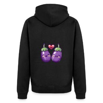 Aubergine Couple Amour Coeur Saint Valentin - Veste à capuche bio Premium Unisexe - noir - Dos - Nico (187cm)